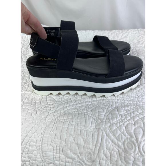 Aldo Women's Size 8 Black/White Dreacia Summer Grunge Chunky Platform Sandals - Picture 5 of 8